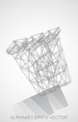 Vector illustration of a Pencil sketched W. Hand drawn 3D W.