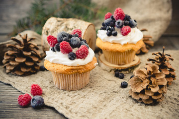 Christmas cupcakes with berries