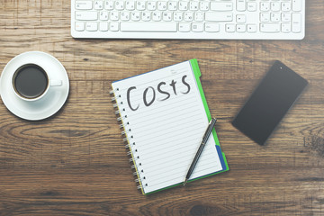 costs text on notepad