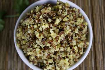 Cooked Quinoa Blend in a Bowl with Quinoa, Amaranth, and Millet