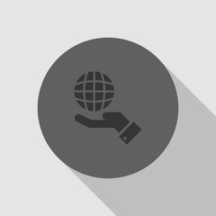 globe in hand icon vector