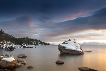 Bonsai Rock Sunset Lake Tahoe