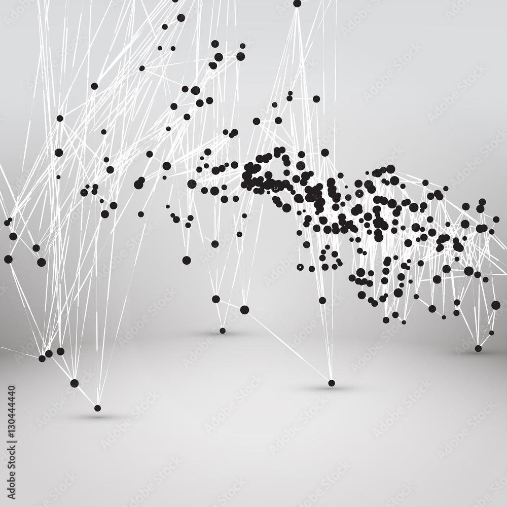 Poster abstract geometric polygonal shape. futuristic technology vector science background. connecting dots