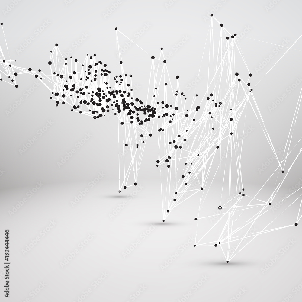 Poster abstract geometric polygonal shape. futuristic technology vector science background. connecting dots