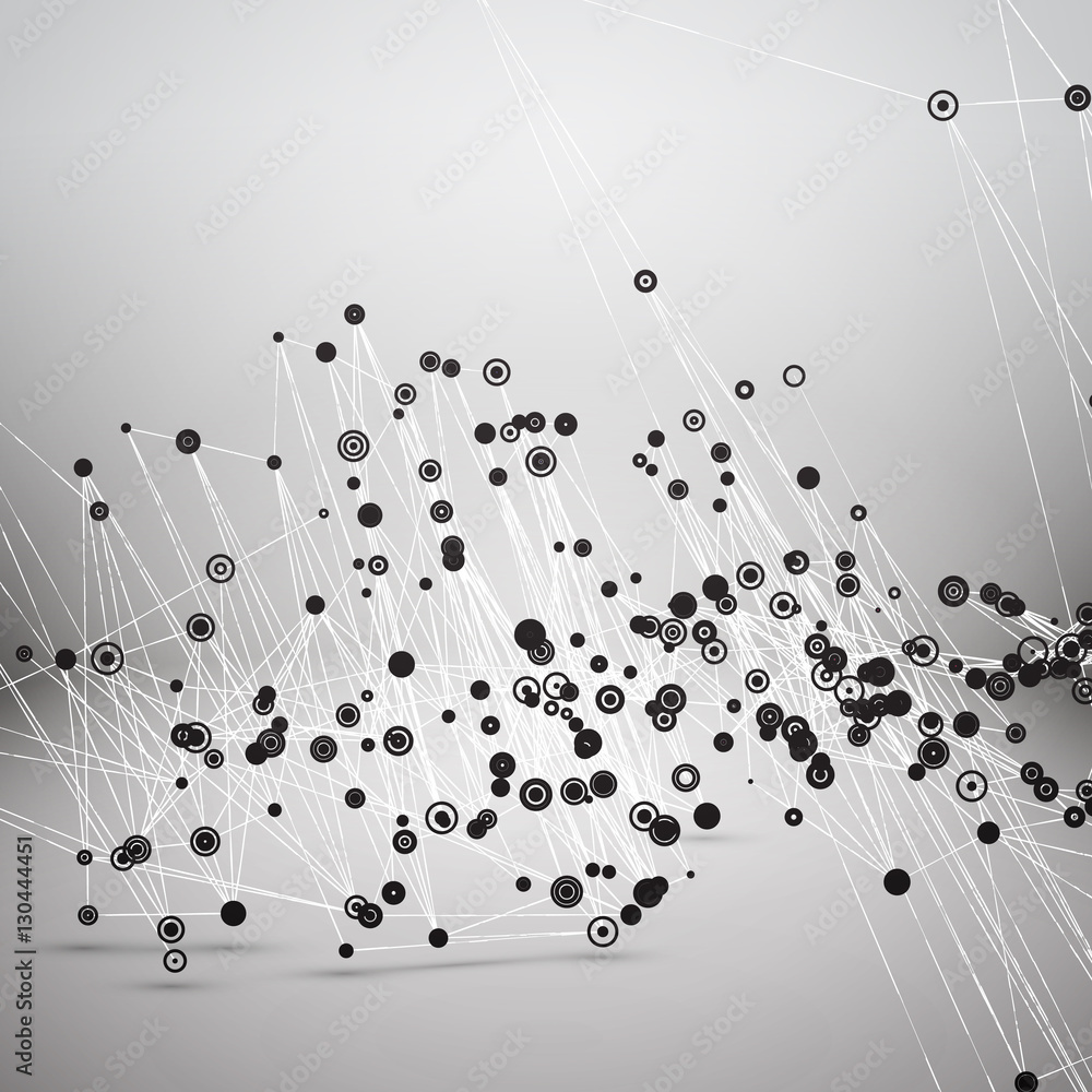 Poster abstract geometric polygonal shape. futuristic technology vector science background. connecting dots