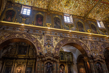 Fototapeta na wymiar Interior of the Church and Convent of Saint Francis in Quito, Ecuador
