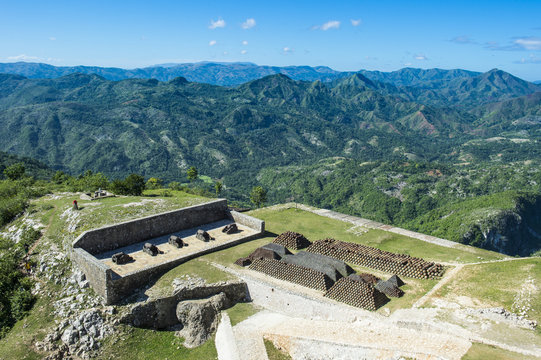View over the beautiful mountains around the Citadelle Laferriere, Cap Haitien, Haiti