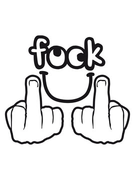 2 hands wanker middle finger face U cool text elegant spell design letter fuck you fuck you insult off comic cartoon scripture evil