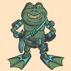 Amphibian warrior. Alien alien intelligence. Vector illustration