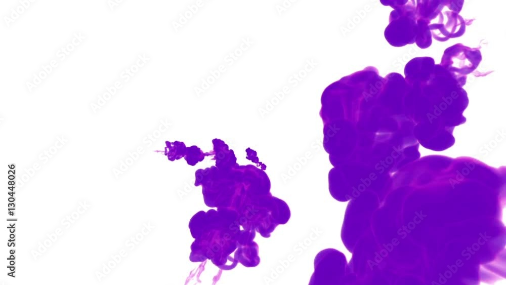 Fototapete violet ink drop in water on a white background for effects. 3d render. voxel graphics. computer simu