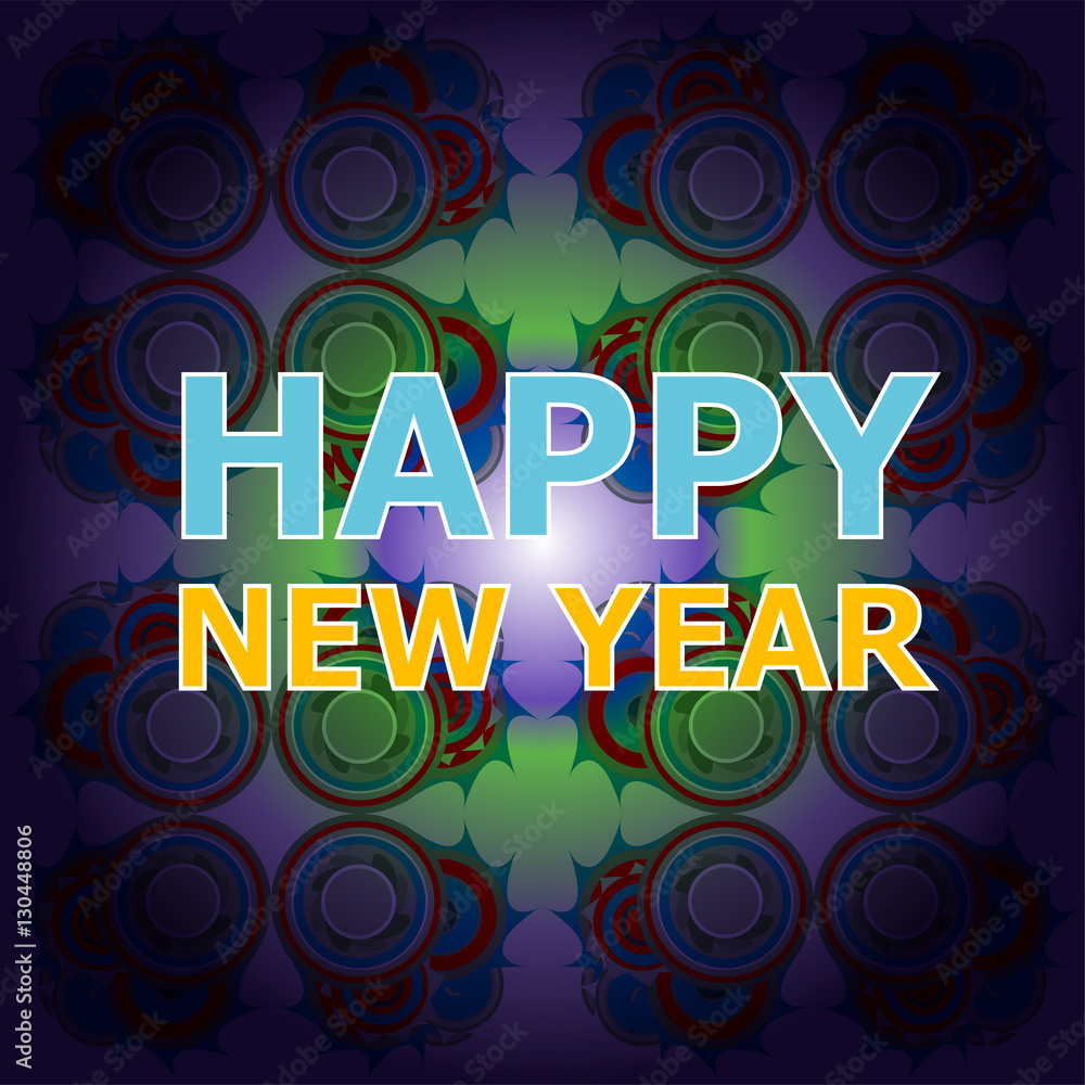 Poster beautiful text design of happy new year on abstract background.