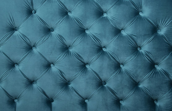 Blue Teal Capitone Tufted Fabric Upholstery Texture