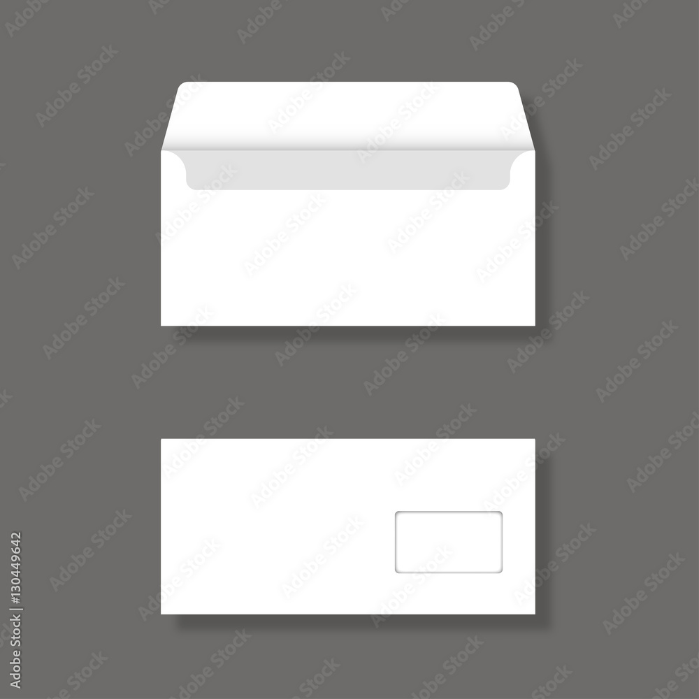 Poster blank envelope with window front and back view mockup