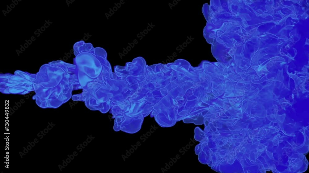 Poster blue paint dissolved in water on a black background. 3d render. voxel graphics. computer simulation 