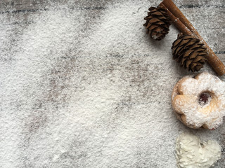 Flour background. bakery 2017. Christmas flour background