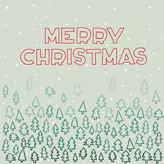Merry Christmas Hand Lettering Greeting Card. Christmas tree. Vector Illustration. Hand written