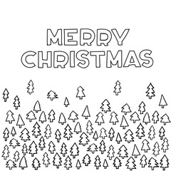 Merry Christmas Hand Lettering Greeting Card. Christmas tree. Vector Illustration. Hand written