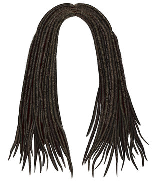 trendy african long  hair dreadlocks . realistic  3d . fashion beauty style .

