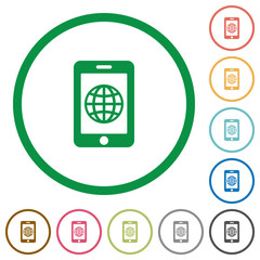 Mobile internet flat icons with outlines