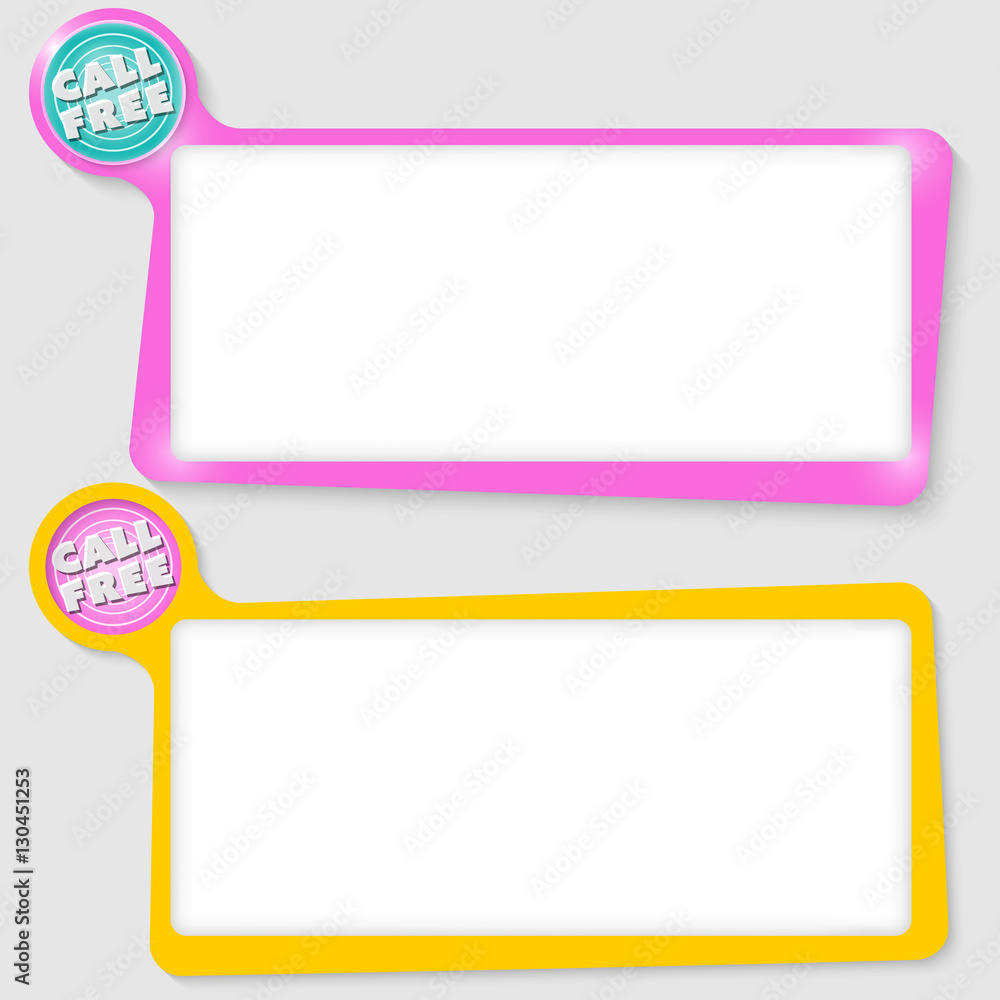 Poster set of two text boxes for your text and the words call free