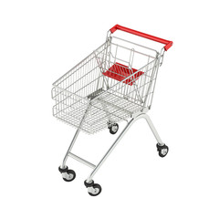 supermarket shopping cart perspective view without shadow on whi