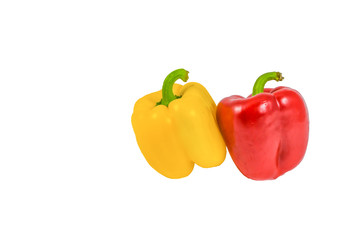 Fresh peppers isolated on white background / red and yellow fresh peppers on white background.