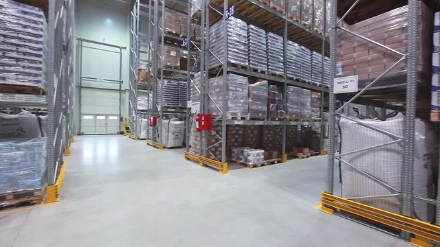 Distribution Warehouse Interior With Shelving System Pan