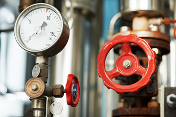 manometer pipes and valve in boiler room