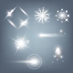 Creative concept Vector set of glow light effect stars bursts with sparkles isolated on black background. For illustration template art design, banner for Christmas celebrate, magic flash energy ray