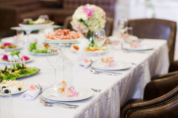 The elegant dinner table at restaurant