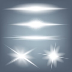 Creative concept Vector set of glow light effect stars bursts with sparkles isolated on black background. For illustration template art design, banner for Christmas celebrate, magic flash energy ray