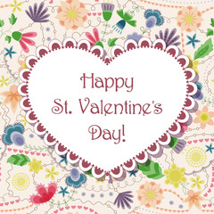 Fototapeta na wymiar Happy St valentines day floral card