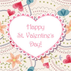 Happy St valentines day floral card