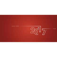 New Year 2017 line design white red vector