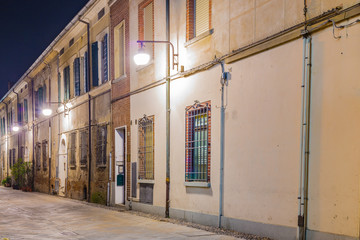 night view of old houses