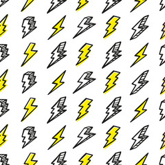 Seamless drawing pattern with thunderbolts