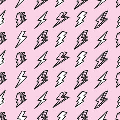 Seamless drawing pattern with thunderbolts