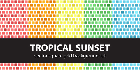 Square pattern set "Tropical Sunset". Vector seamless backgrounds