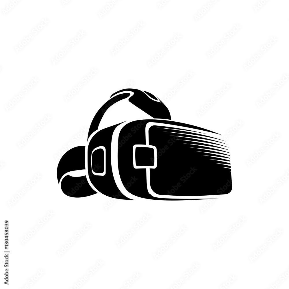 Poster isolated vr headset logotype on white background. black color virtual reality helmet logo. head-moun