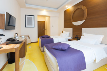 Modern new hotel bedroom interior