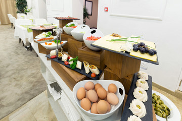 Breakfast buffet in hotel restaurant