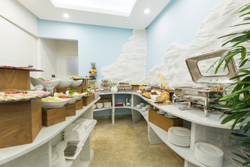 Breakfast buffet in hotel restaurant