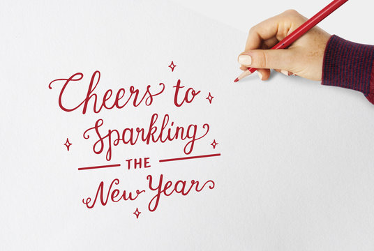 Cheers to sparkling new years word