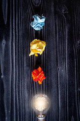 concept idea inspiration on dark wooden background top view