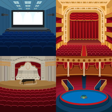 Theaters and scene background vector.