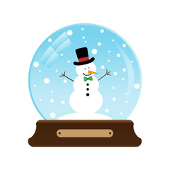 Vector illustration of a snow globe with snowman