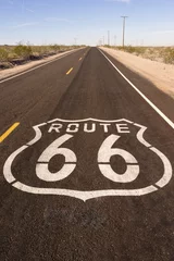 Gordijnen Landelijke Route 66 Tweebaans historische snelweg gebarsten asfalt © Christopher Boswell