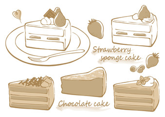 ケーキ　イラスト　手書き