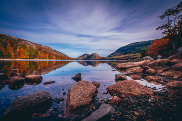 Jordan Pond and view of the Bubbles in Acadia National Park, Maine.