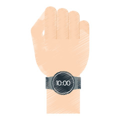 hand digital smart watch wearable technology vector illustration eps 10